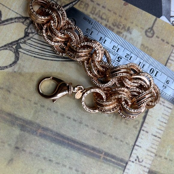 Estate Bronze Milor Italy Thick Circles Rose Gold Plated Chain Brac… - Picture 11 of 13